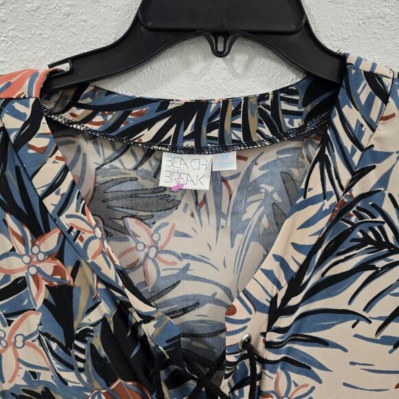 Beach Break 3/4 Sleeved, beach dress with a floral print and a coral-colored M - Picture 4 of 11